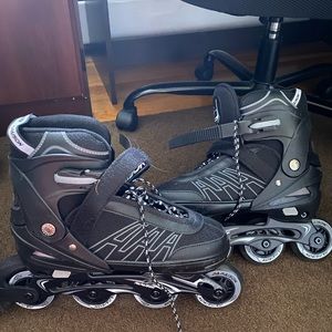 Black Roller-skates, Helmet, and gear